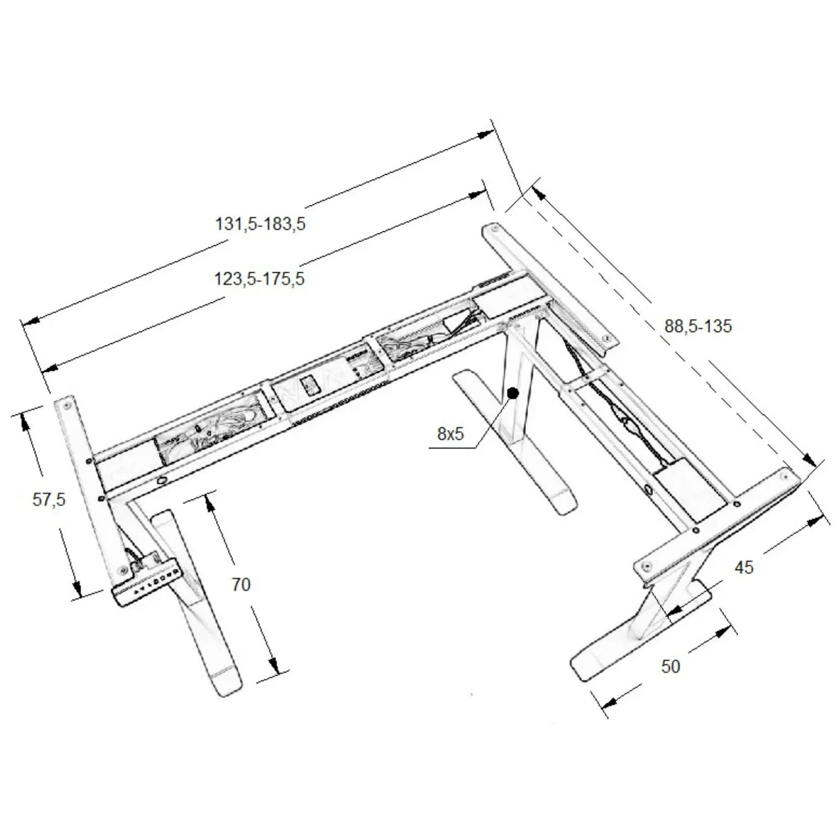 Okvir za dvižno pisalno mizo UT04-2T-90A