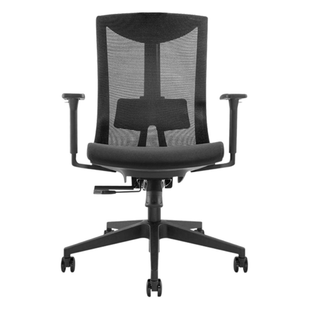The product is an ergonomic office chair, specifically the UVI Energetic model. The image shows a modern chair with a mesh back for breathability, adjustable armrests, and a comfortable seat, designed to provide support during long hours of sitting. The chair features a five-point base with wheels for mobility.