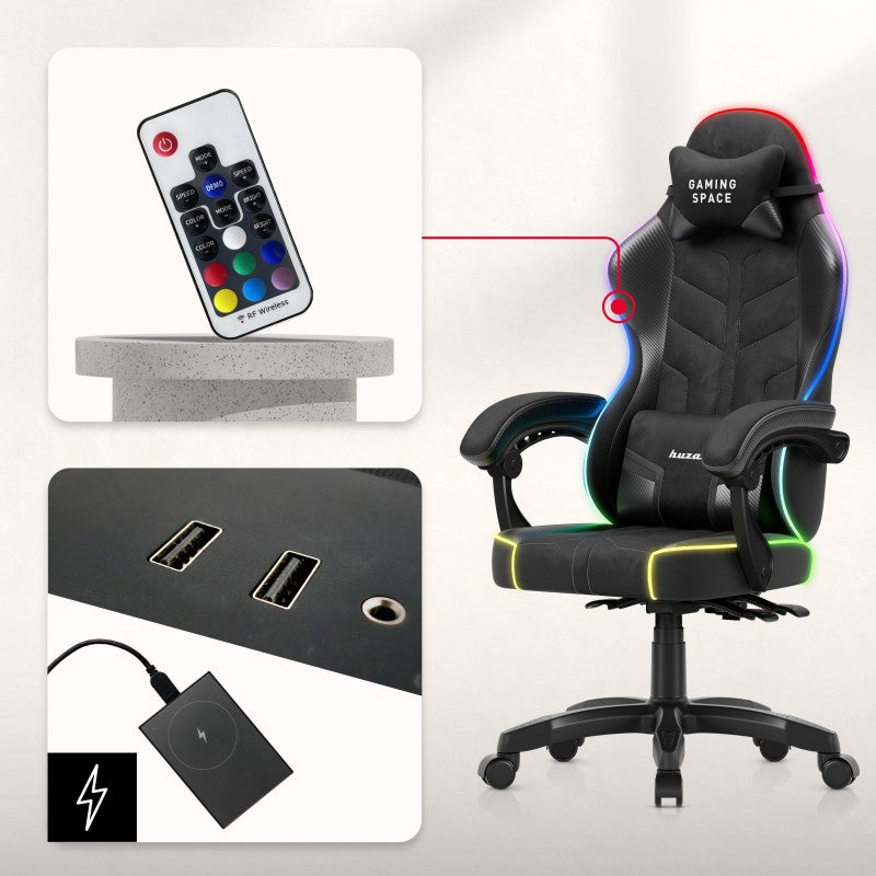 Huzaro Force 2.7 RGB Black velour gaming chair - image 4