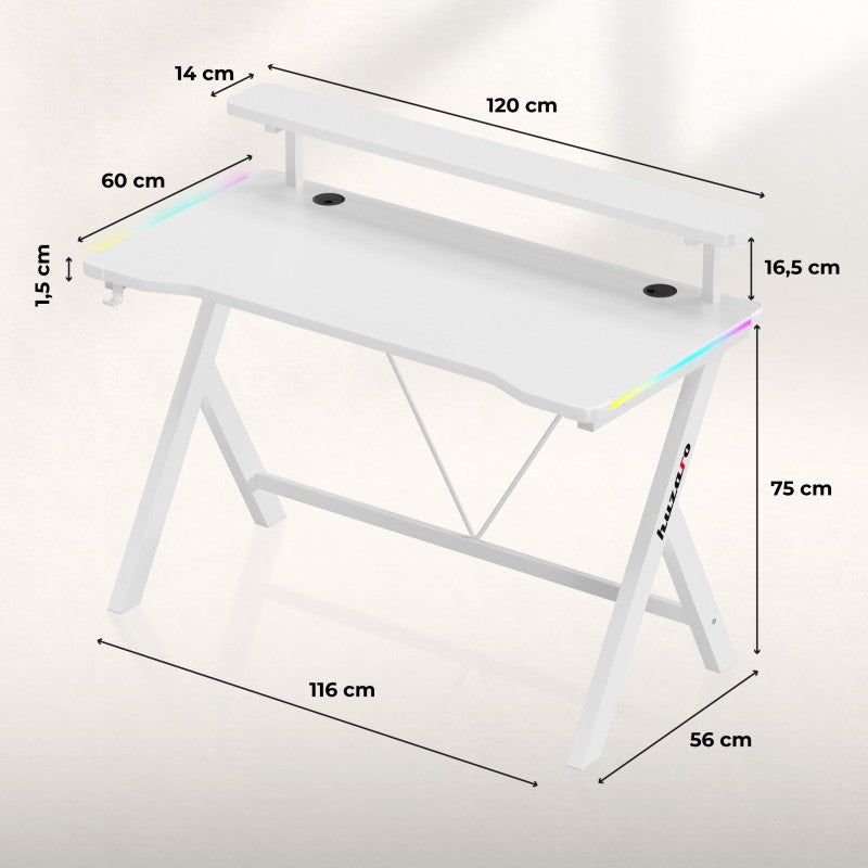 Huzaro Hero 1.9 RGB White 120 cm gaming desk - image 10