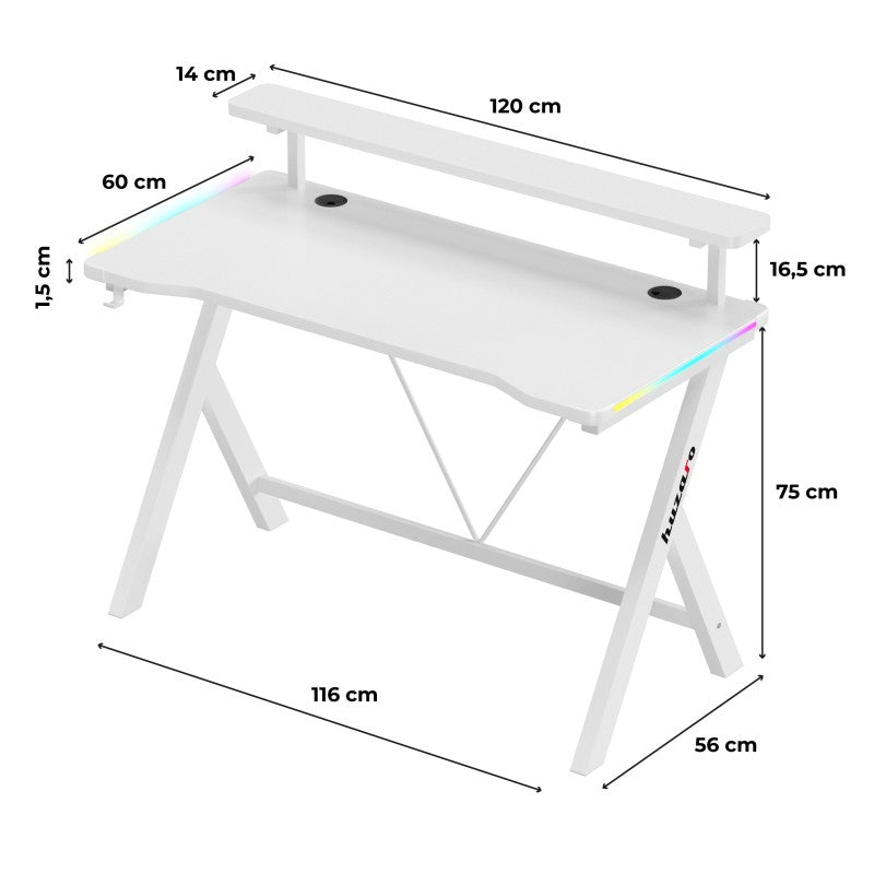 Huzaro Hero 1.9 RGB White 120 cm gaming desk - image 11