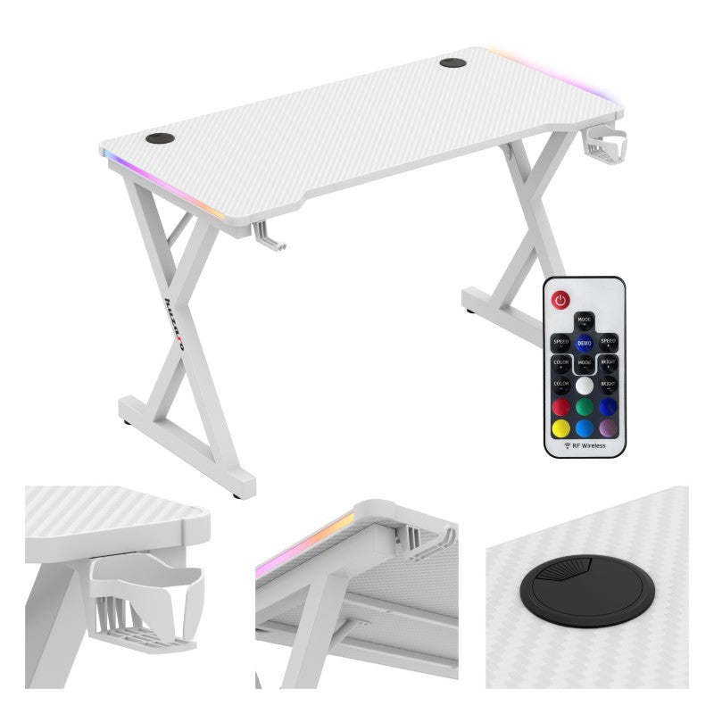 Huzaro Hero 2.3 RGB White 120 cm gaming desk - image 8