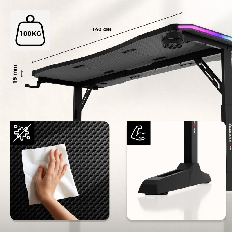 Huzaro Hero 3.6 RGB Black gaming desk - image 15
