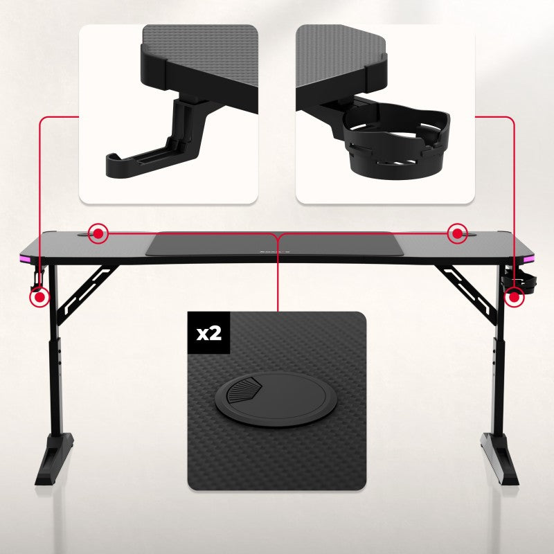 Huzaro Hero 4.6 RGB Black 160 cm gaming desk - image 7