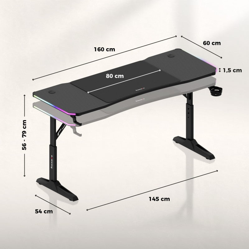 Huzaro Hero 4.6 RGB Black 160 cm gaming desk - image 20