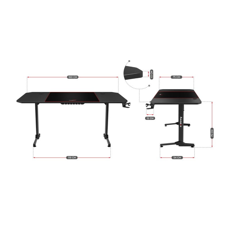 Huzaro Hero 4.7 Black 160 cm gaming desk - image 8