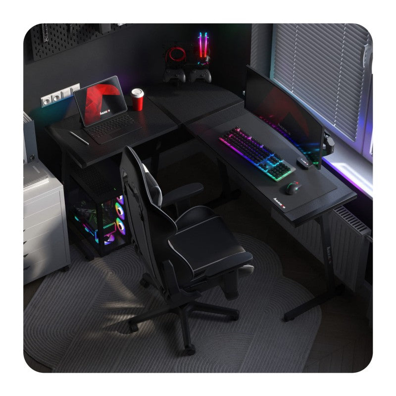 Huzaro Hero 6.0 RGB Black 147 cm corner gaming desk - image 10