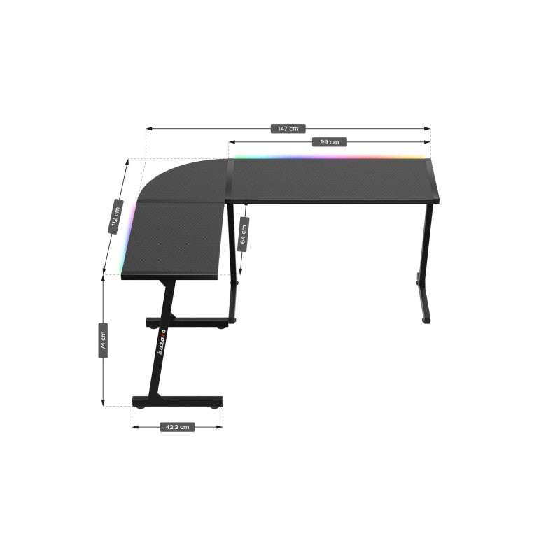 Huzaro Hero 6.0 RGB Black 147 cm corner gaming desk - image 13