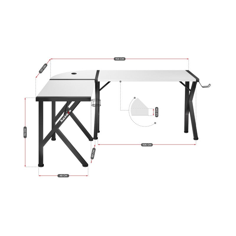 Huzaro Hero 6.3 White 154 cm corner gaming desk - image 13