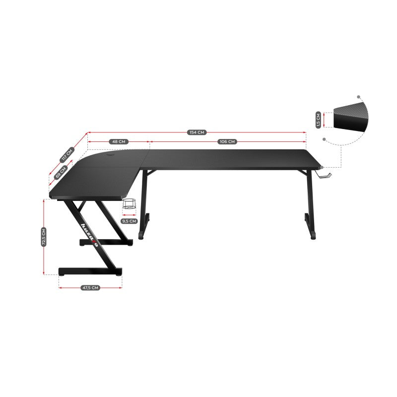 Huzaro Hero 7.0 154 cm corner gaming desk - image 10