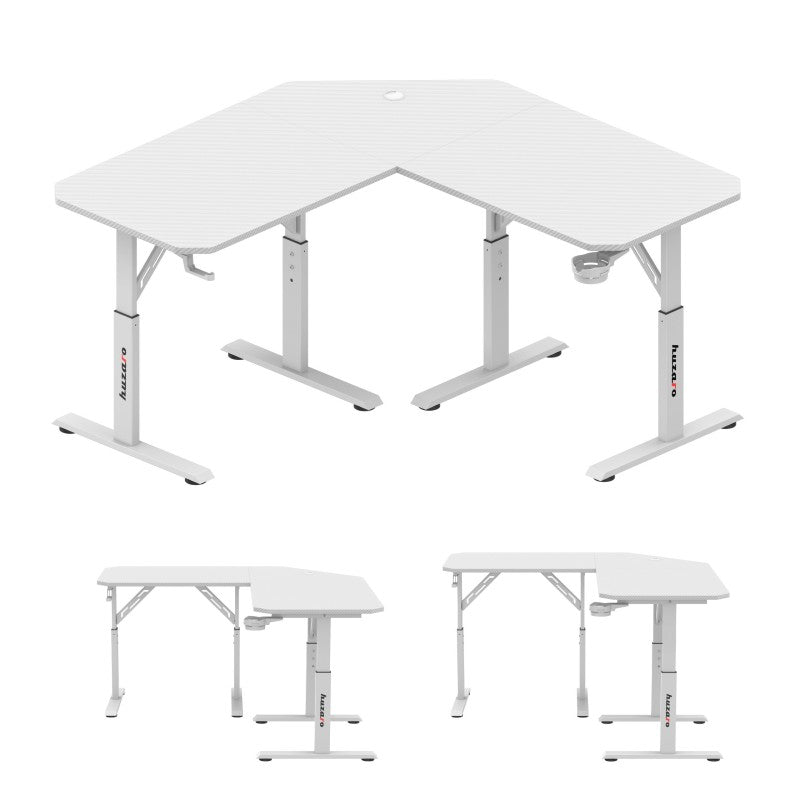 Huzaro Hero 7.3 White 140 cm adjustable corner gaming desk - image 9