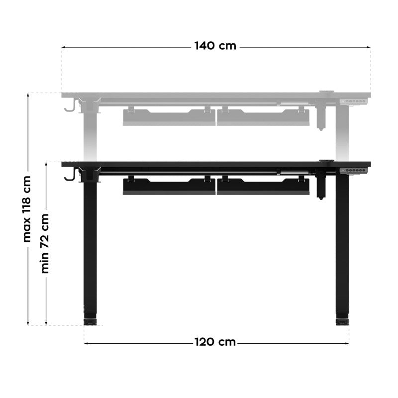 Huzaro Hero 8.7 RGB Black 140 cm electric gaming desk - image 10