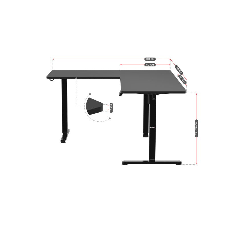 Huzaro Hero 9.5 Black 160 cm electric corner gaming desk - image 41