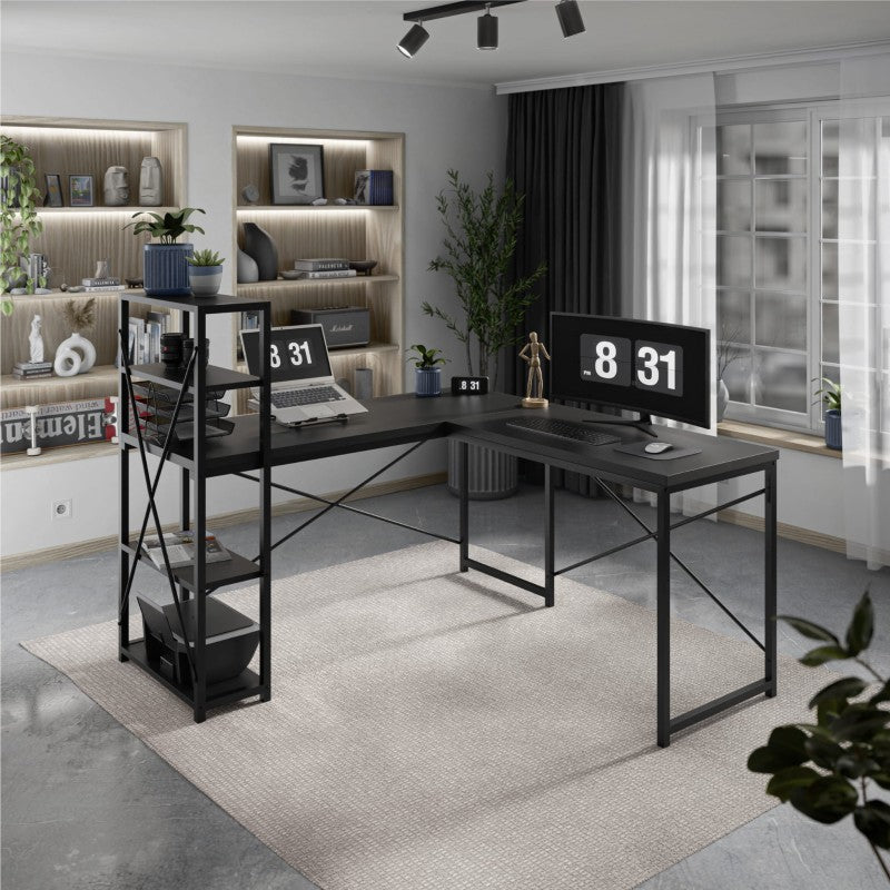Mark Adler Corner desk with shelves Leader 5.9 Black 145 cm - image 3