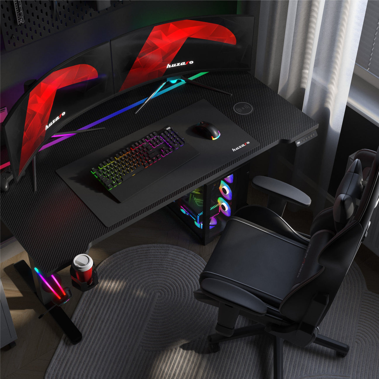 huzaro-hero-8-7-rgb-black-140-cm-electric-gaming-desk description image 2
