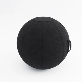 The product is an ergonomic seating ball designed for active sitting. It appears to be a black, textured ball with a handle for easy transport. The design suggests a focus on promoting better posture and comfort while sitting.