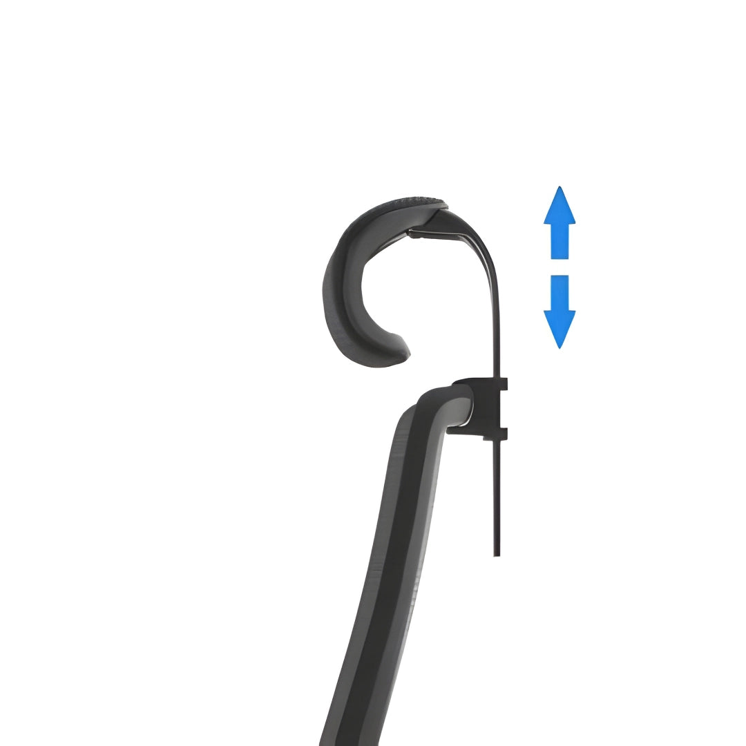 The product is an ergonomic office chair, specifically the Vane model. The image shows a close-up of the chair's adjustable headrest, highlighting its curved design and the mechanism that allows for vertical adjustment. The overall aesthetic appears modern and functional, suitable for enhancing comfort during long hours of sitting.