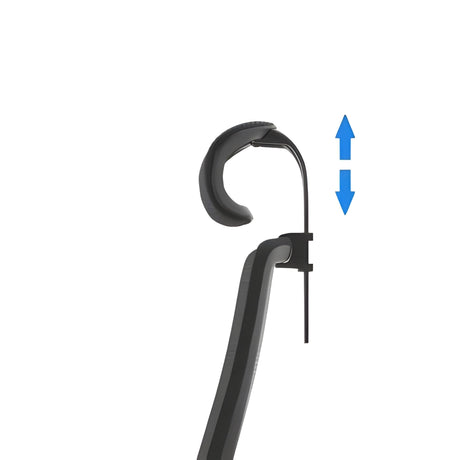 The product is an ergonomic office chair, specifically the Vane model. The image shows a close-up of the chair's adjustable headrest, highlighting its curved design and the mechanism that allows for vertical adjustment. The overall aesthetic appears modern and functional, suitable for enhancing comfort during long hours of sitting.