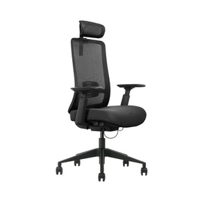 The product is an ergonomic office chair, specifically the Vane model. The chair features a modern design with a mesh back for breathability, adjustable armrests, and a supportive headrest, all set on a wheeled base for easy mobility.