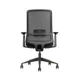 The image shows an ergonomic office chair, specifically the Vane model. It features a sleek design with a mesh back for breathability and adjustable armrests. The chair is mounted on a five-point base with wheels for mobility.