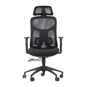 The product is an ergonomic office chair, specifically the Arden model. The chair features a mesh backrest for breathability, a padded seat for comfort, and adjustable armrests. It has a modern design with a black color scheme, suitable for various office environments.