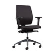 The product is an ergonomic office chair designed for comfort and support during long hours of sitting. It features a sleek black fabric upholstery, adjustable armrests, and a five-point base with wheels for mobility. The chair has a modern design, suitable for various office environments.