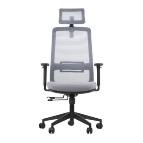 The product is an ergonomic office chair, specifically the Wister model. The chair features a modern design with a mesh backrest for breathability, a padded seat for comfort, and adjustable armrests. It also includes a headrest and a height-adjustable mechanism, making it suitable for long hours of use.