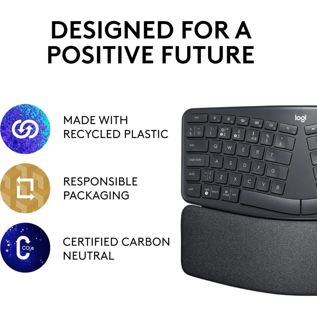 Ergonomska tipkovnica Logitech ERGO K860, njemački izgled, crna - Ergospace