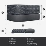 Ergonomska tipkovnica Logitech ERGO K860, njemački izgled, crna - Ergospace
