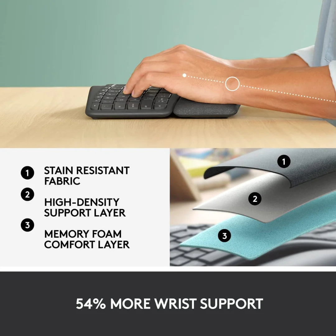 Ergonomska tipkovnica Logitech ERGO K860, njemački izgled, crna - Ergospace