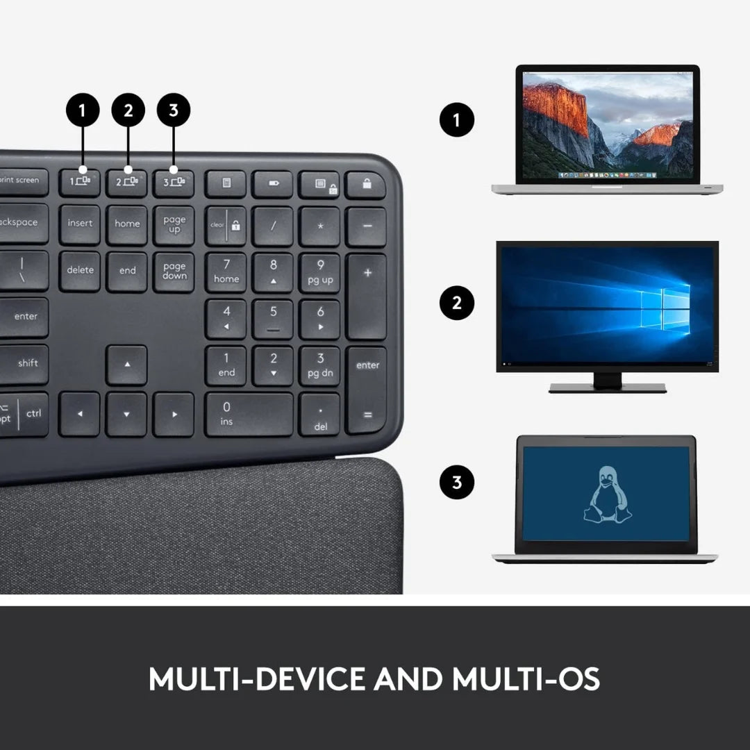 Ergonomska tipkovnica Logitech ERGO K860, njemački izgled, crna - Ergospace