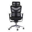The image shows an ergonomic office chair, specifically the Ergonew S7 model. It features a modern design with a mesh backrest for breathability, adjustable armrests, and a comfortable padded seat, all supported by a chrome base with wheels for mobility. The chair is designed to provide comfort and support during long hours of sitting.