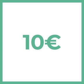 The image features a gift card for Ergospace, valued at 10 euros. The design is simple, showcasing the amount prominently against a white background with a green border.