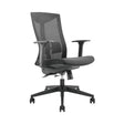 The product is an ergonomic office chair, specifically the UVI Energetic model. The chair features a high mesh backrest for breathability, a cushioned seat, and adjustable armrests, all supported by a five-point base with wheels for mobility. Its design emphasizes comfort and support for long hours of sitting.
