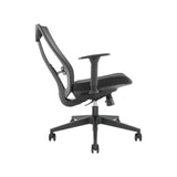 The product is an ergonomic office chair, specifically the UVI Energetic model. The image shows the chair from a side angle, highlighting its modern design with a mesh backrest, adjustable armrests, and a five-point base with wheels for mobility. The overall aesthetic appears sleek and functional, suitable for an office environment.