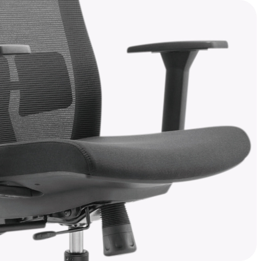 The image features an ergonomic office chair, specifically the UVI Energetic model. It showcases a modern design with a mesh backrest for breathability, padded seat, and adjustable armrests, highlighting its focus on comfort and support for prolonged sitting.