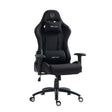 The product is an ergonomic gaming office chair, specifically the UVI Chair model. The chair features a sleek black design with a high backrest, padded seat, and adjustable armrests. It also includes a lumbar support pillow for added comfort during long gaming or work sessions.