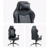 The product is an ergonomic office chair, specifically the UVI Elegant Business model. The images showcase the chair from multiple angles, highlighting its sleek black design, padded headrest, and adjustable armrests. The chair features a modern aesthetic with a focus on comfort and support.