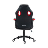 The product is an ergonomic gaming office chair from the brand UVI, model Hero Red. The image shows the back of the chair, which features a sleek black design with red accents, including cut-out details for ventilation and style. The chair is mounted on a five-star base with wheels for mobility.