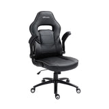 The product is an ergonomic office chair from the brand UVI, specifically the UVI Chair model. The chair features a sleek black design with a high backrest, padded seat, and adjustable armrests, making it suitable for comfortable seating during long hours of work. The base includes rolling casters for easy mobility.