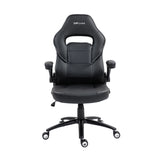 The product is an ergonomic office chair, specifically the UVI Chair model. The chair features a sleek black design with a high backrest, padded seat, and adjustable armrests, making it suitable for comfortable long hours of sitting. It is mounted on a five-point base with wheels for easy mobility.