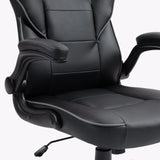 The product is an ergonomic office chair, specifically the UVI Simple Office model. The image shows a close-up of the chair's seat and armrests, featuring a sleek black design with textured fabric and padding for comfort. The adjustable lever is also visible, indicating functionality for height adjustment.