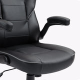 The product is an ergonomic office chair, specifically the UVI Simple Office model. The image shows a close-up view of the chair's seat and armrests, featuring a sleek black design with textured fabric and padding for comfort. The chair is designed to provide support during long hours of sitting.
