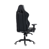 The product is an ergonomic gaming chair, specifically the UVI Sport XL model in white. The image shows the back view of the chair, featuring a high backrest with a sleek design, adjustable armrests, and a sturdy base with wheels for mobility. The chair is primarily black with subtle white accents, emphasizing its sporty aesthetic.