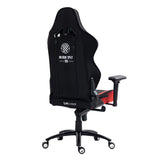 The product is an ergonomic gaming chair, specifically the UVI Chair model associated with the Hajduk Split brand. The image shows the back of the chair, which features a sleek black design with a logo and text that reads "HAJDUK SPLIT 1911." The chair has a high backrest, adjustable armrests, and is mounted