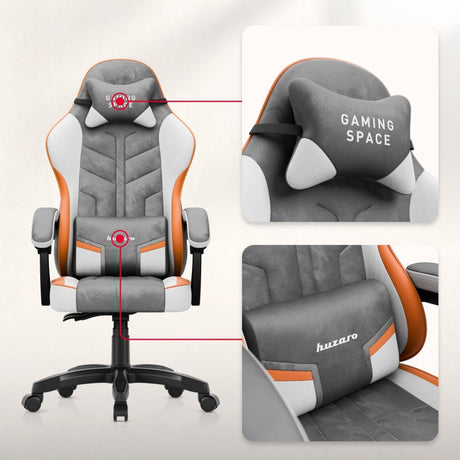 Huzaro Force 2.7 Grey velour gaming chair - image 4