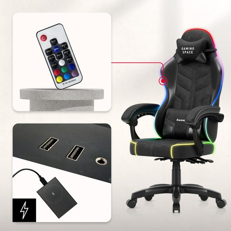 Huzaro Force 2.7 RGB Black velour gaming chair - image 4