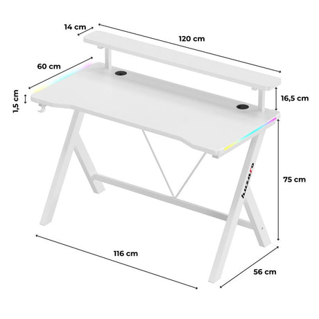 Huzaro Hero 1.9 RGB White 120 cm gaming desk - image 11