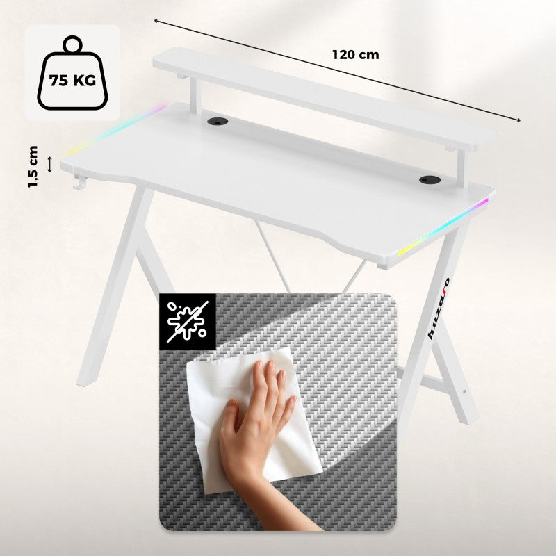 Huzaro Hero 1.9 RGB White 120 cm gaming desk - image 12
