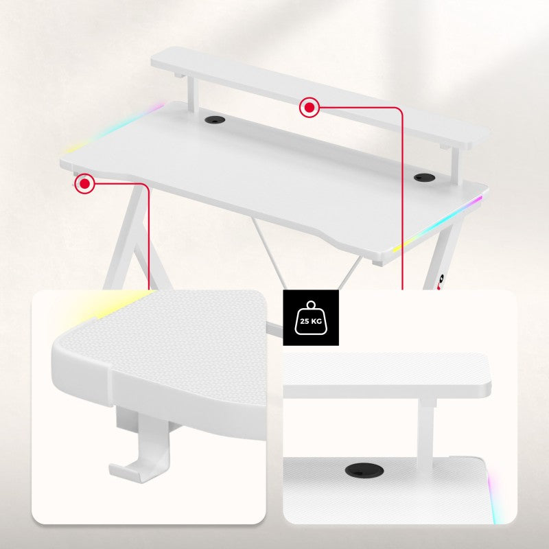 Huzaro Hero 1.9 RGB White 120 cm gaming desk - image 15